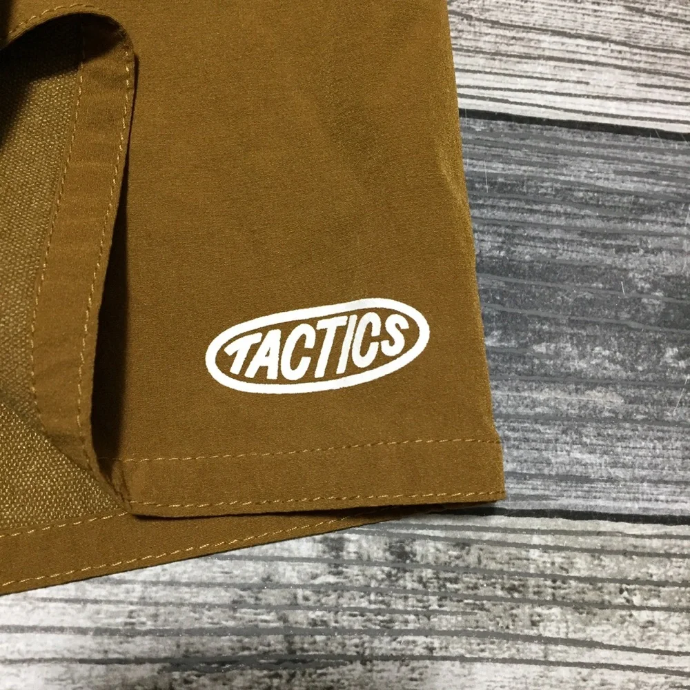 Tactics Skate Apparel Tech Shorts Men’s L Brown Orange Stretch (Inseam 8)